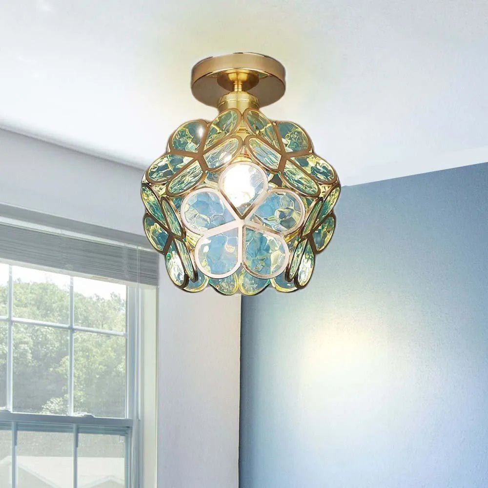 FloraRadiance | Floral Glass Hallway Ceiling Lamp