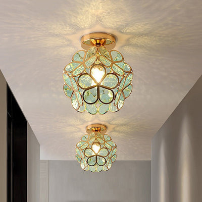 FloraRadiance | Floral Glass Hallway Ceiling Lamp