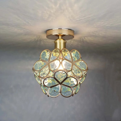 FloraRadiance | Floral Glass Hallway Ceiling Lamp