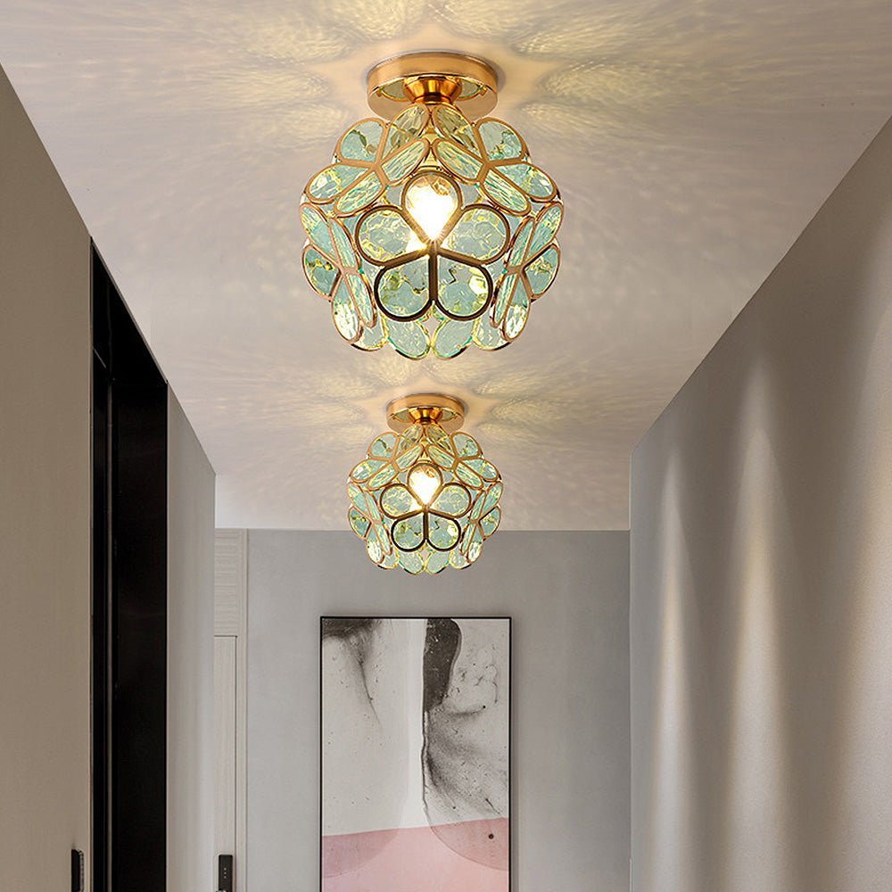 FloraRadiance | Floral Glass Hallway Ceiling Lamp