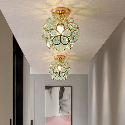 FloraRadiance | Floral Glass Hallway Ceiling Lamp