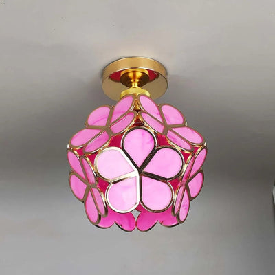 FloraRadiance | Floral Glass Hallway Ceiling Lamp