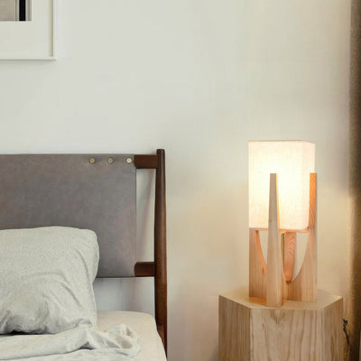 GlowZenith | Stylish walnut floor lamp