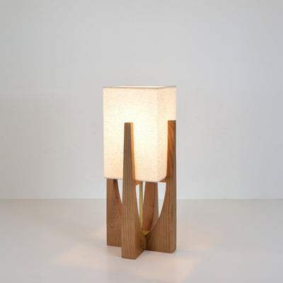 GlowZenith | Stylish walnut floor lamp