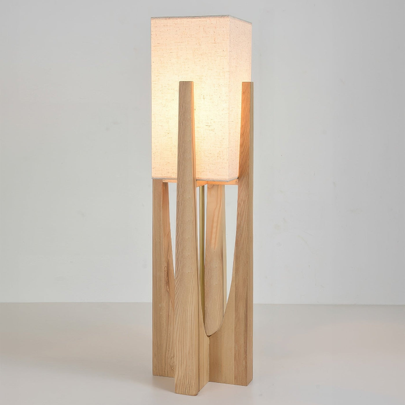 GlowZenith | Stylish walnut floor lamp