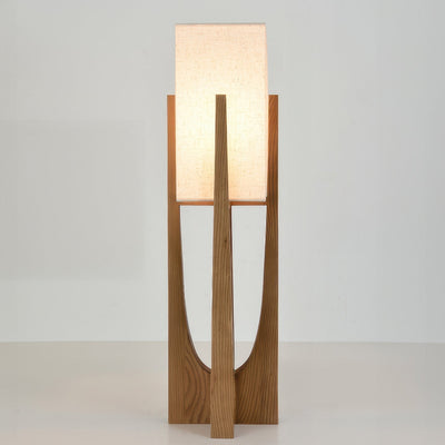 GlowZenith | Stylish walnut floor lamp