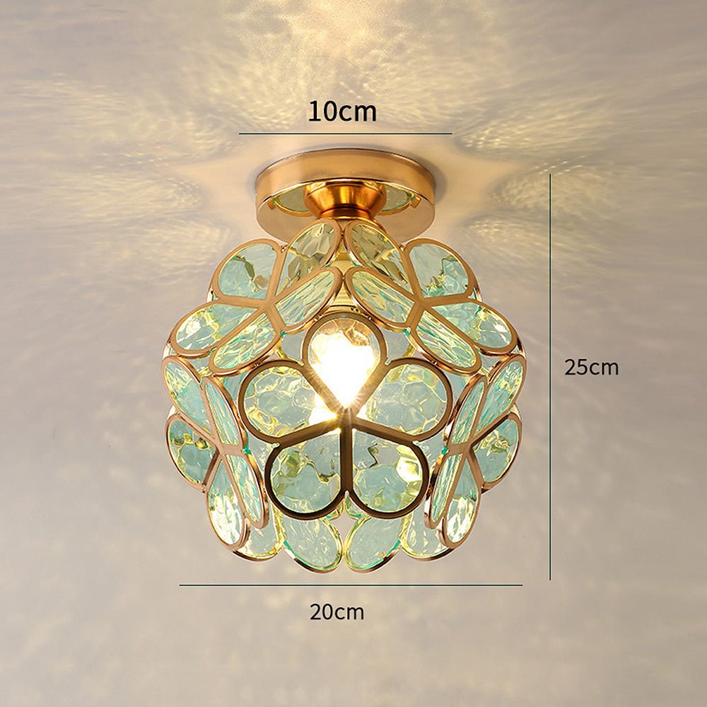 FloraRadiance | Floral Glass Hallway Ceiling Lamp
