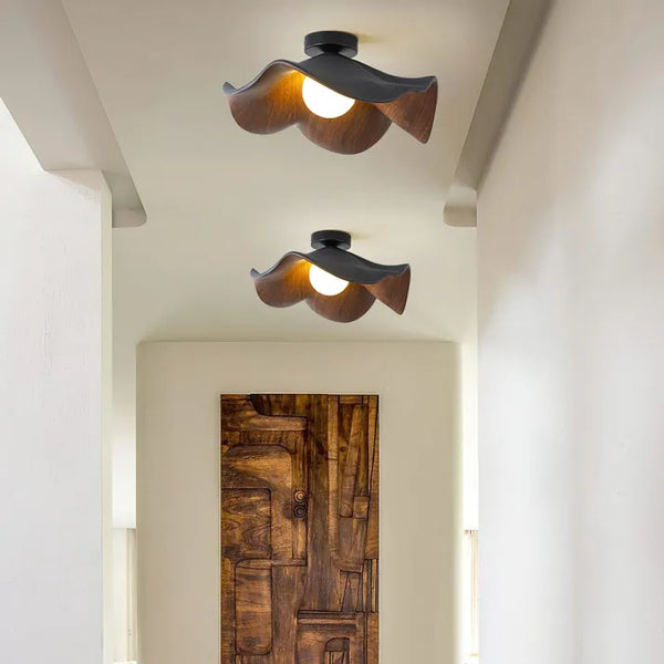 LumeRise | Wooden Lotus Ceiling Lamp